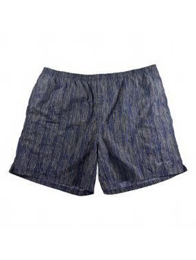 VTG TYR Swim Trunks Mens XL Nylon Mesh Lined Striped Drawstring Shorts Navy Gold